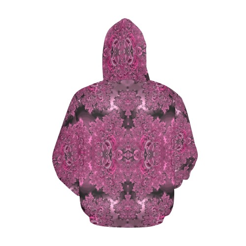 Pink Azalea Bushes Frost Fractal All Over Print Hoodie for Men (USA Size) (Model H13)