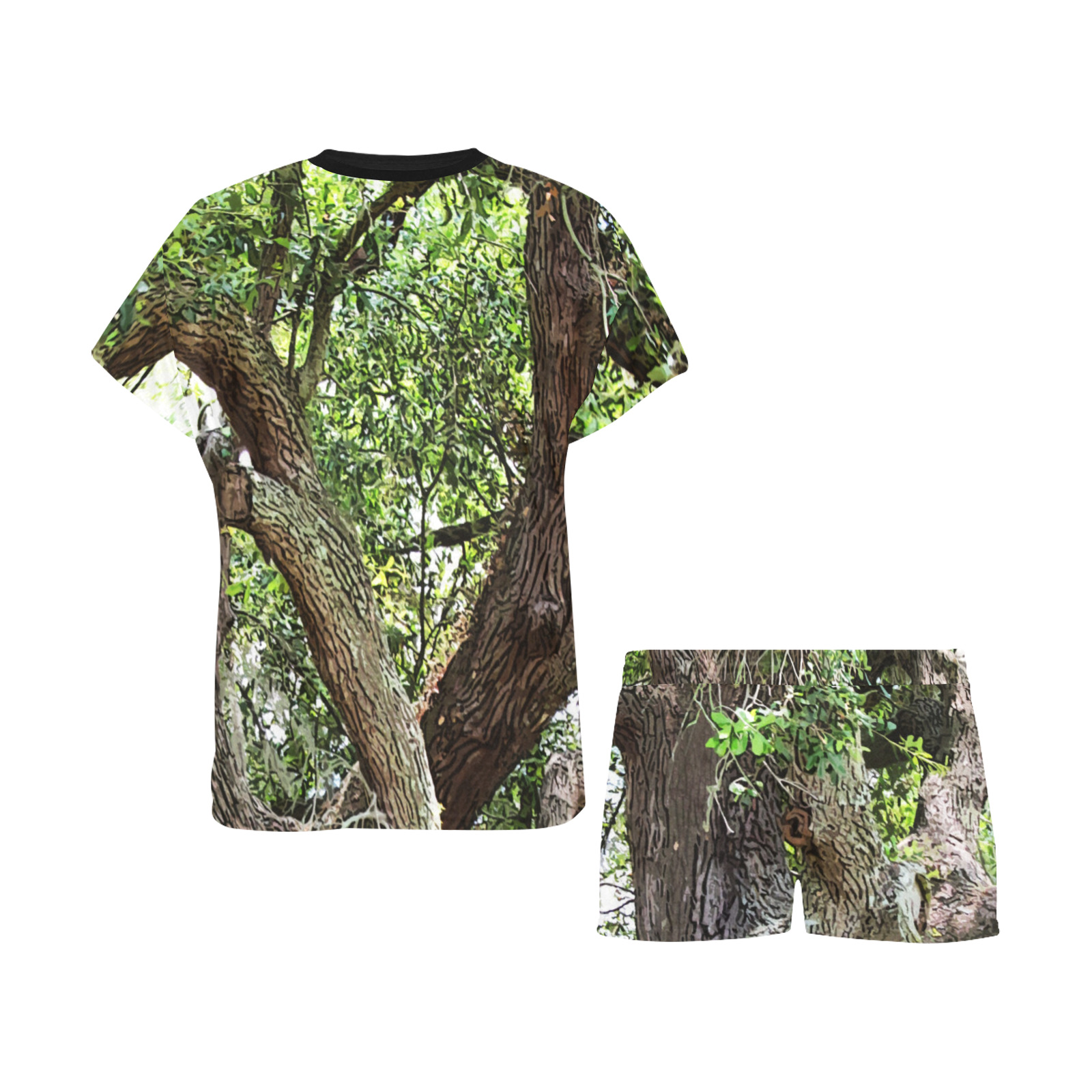 Oak Tree In The Park 7659 Stinson Park Jacksonville Florida Women's Short Pajama Set