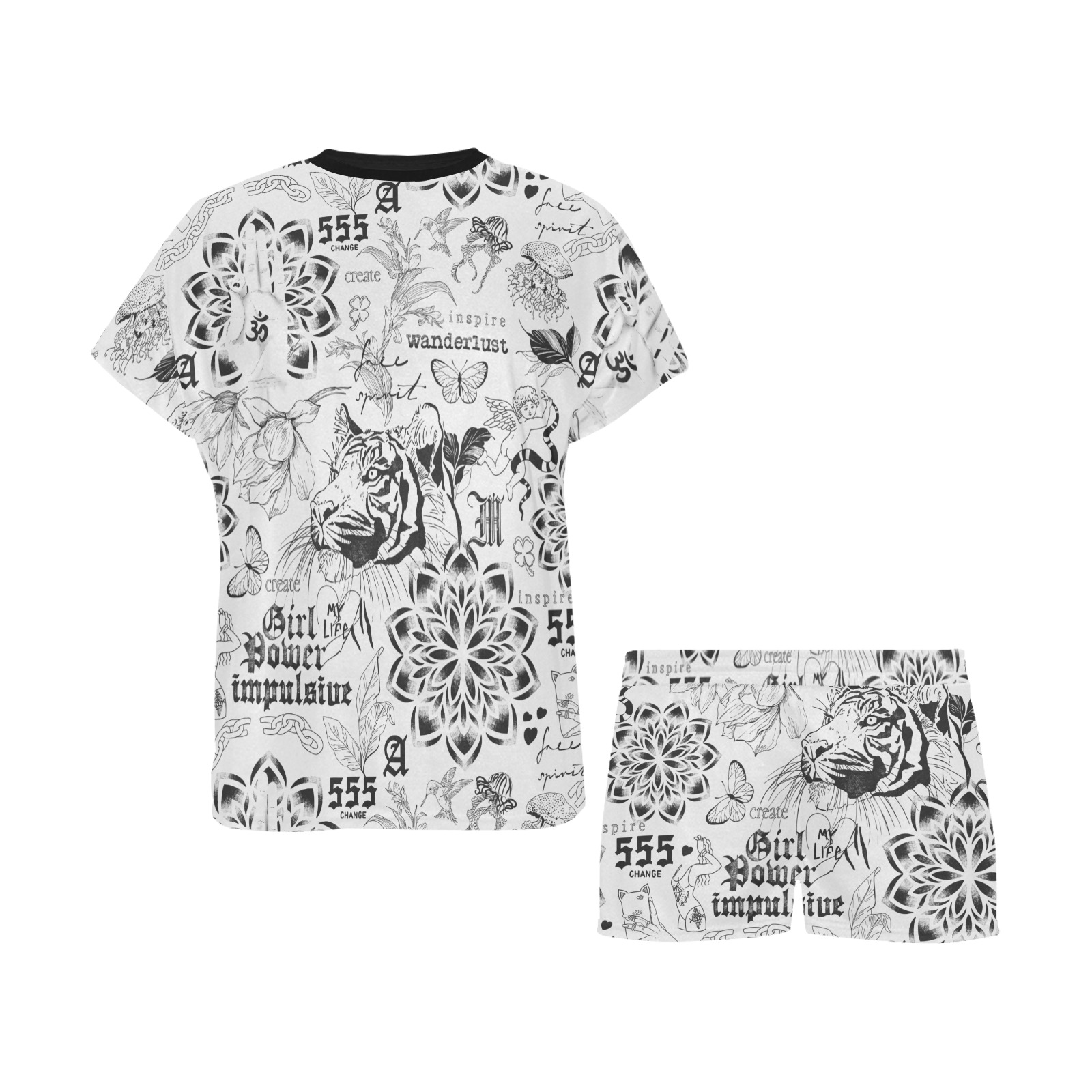 Inspirational tattoo pattern Women's Short Pajama Set