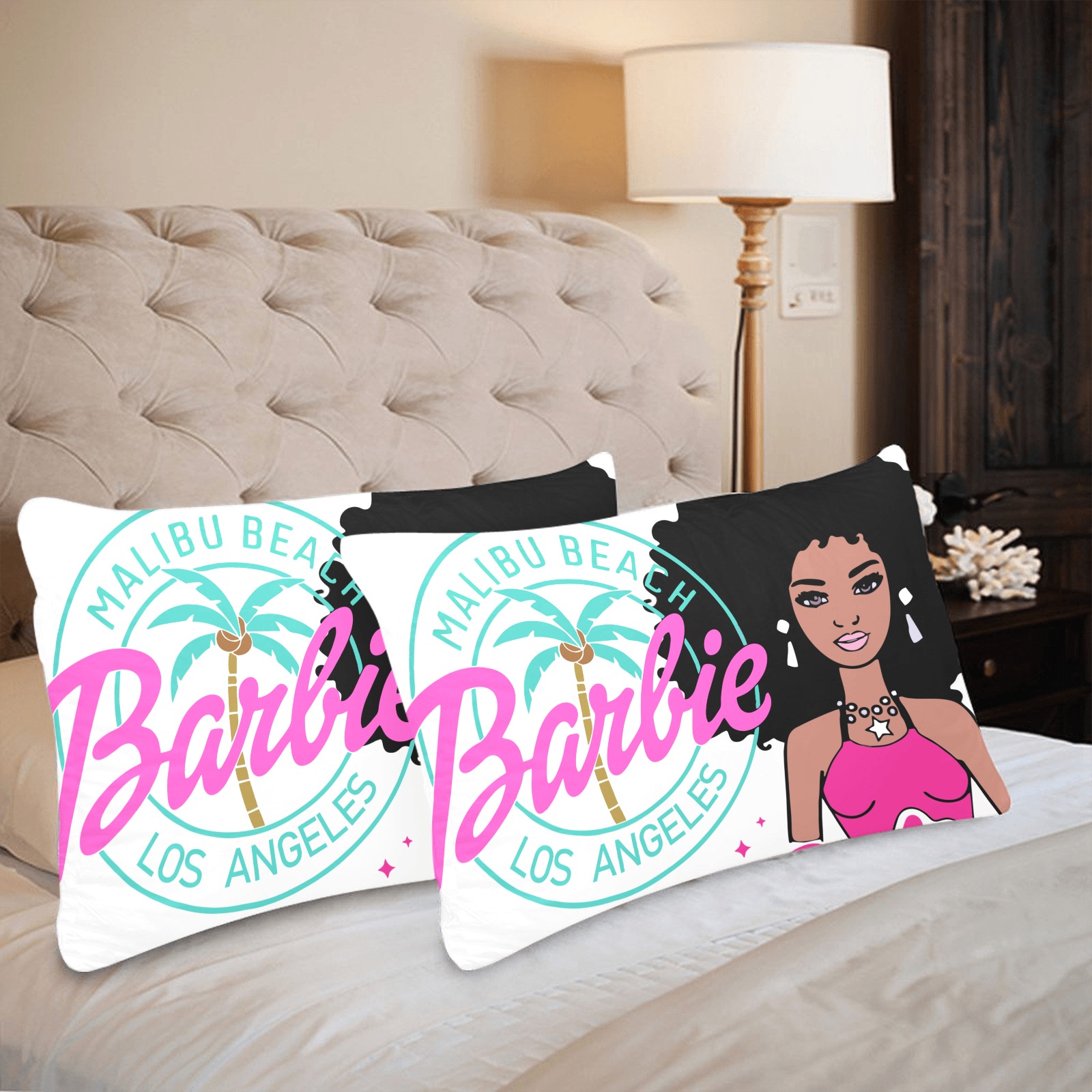 Afro Barbie Pillow Case 2 Custom Pillow Case 20"x 30" (One Side) (Set of 2)