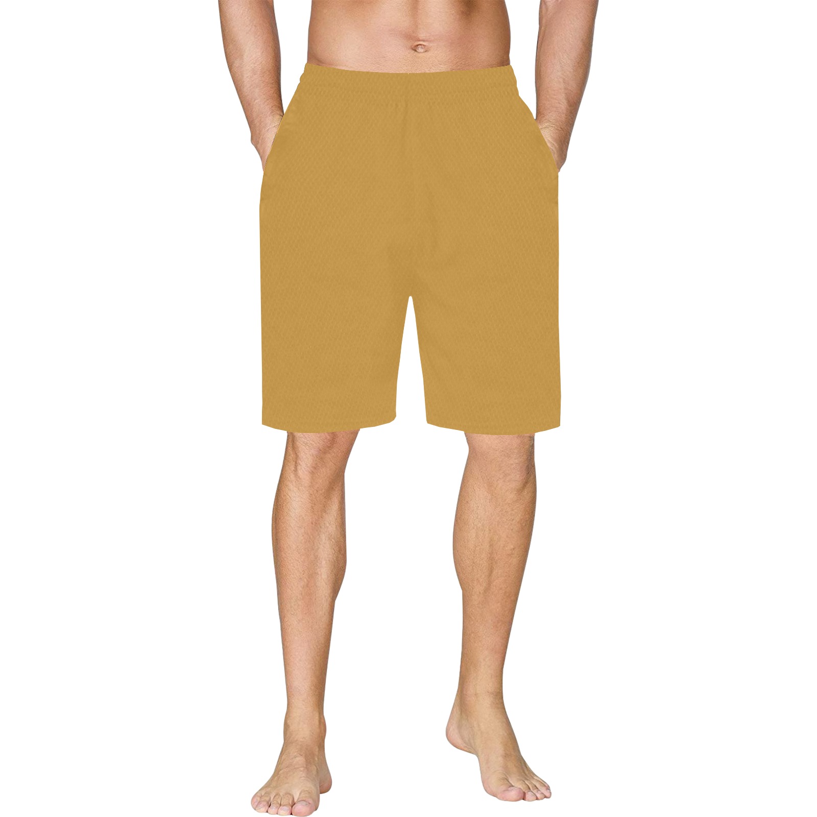 ocre All Over Print Basketball Shorts with Pocket