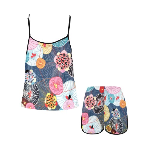 Beautiful colorful abstract pattern Women's Spaghetti Strap Short Pajama Set