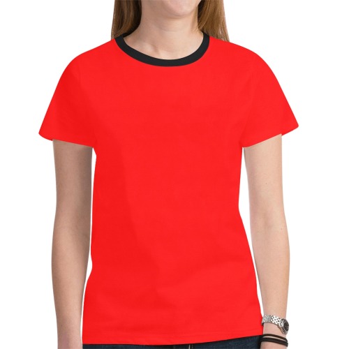 Merry Christmas Red Solid Color New All Over Print T-shirt for Women (Model T45)