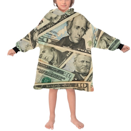 US PAPER CURRENCY Blanket Hoodie for Kids