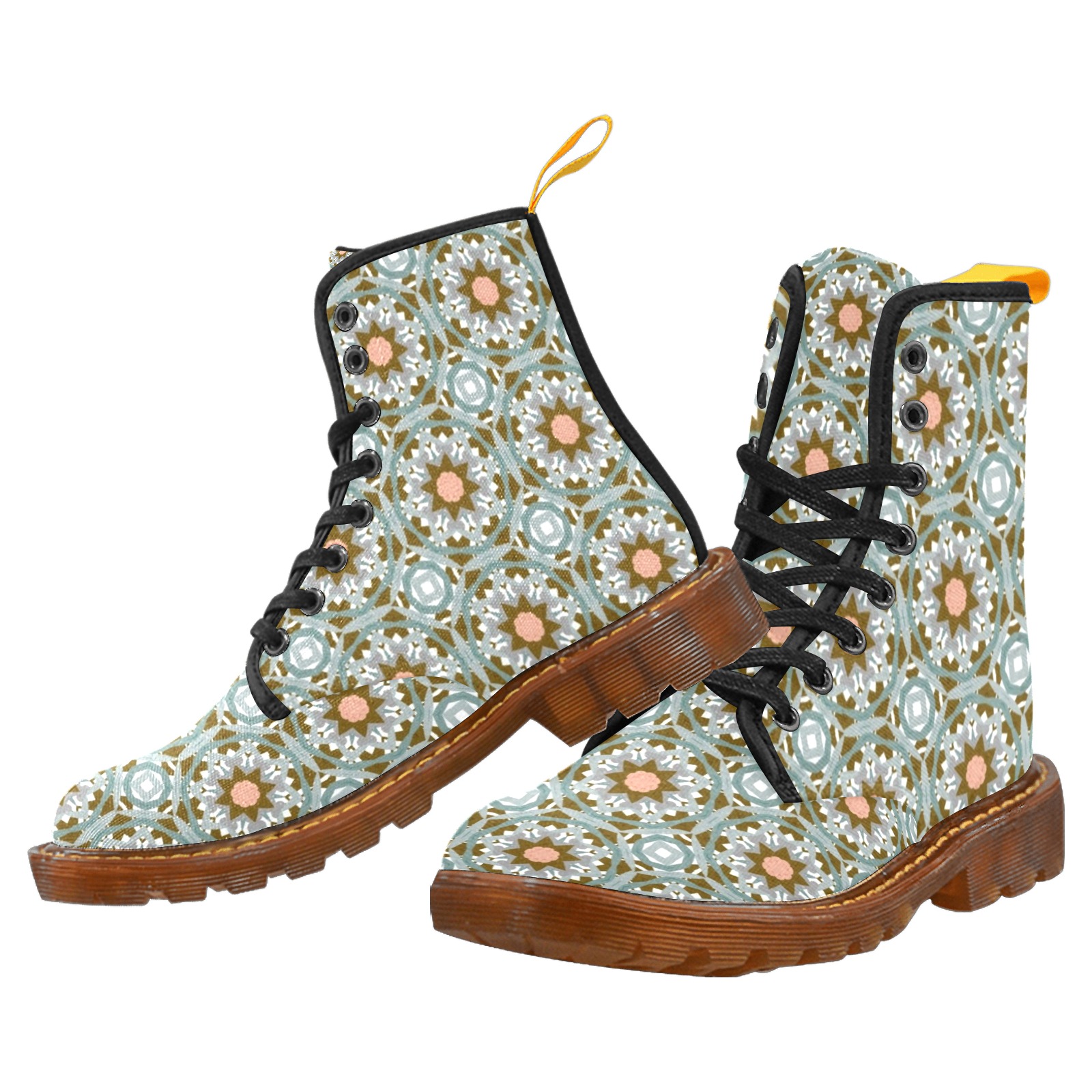 Vintage Abstract Floral Martin Boots For Women Model 1203H