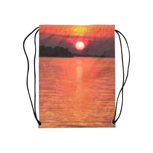 Lady Pink Sunset Collection Medium Drawstring Bag Model 1604 (Twin Sides) 13.8"(W) * 18.1"(H)