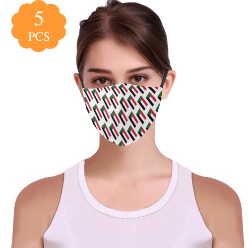 Sudan Flags 3D Mouth Mask with Drawstring (Pack of 5 & 10 Filters Included) (Model M04)