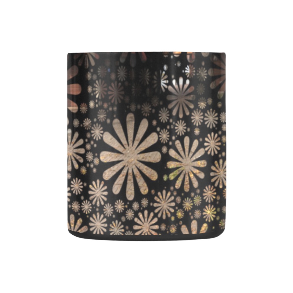Abstract Flowers in Beige Classic Insulated Mug(10.3OZ)