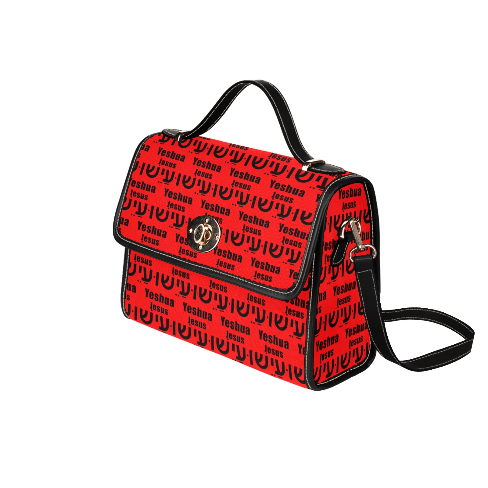 Yeshua Purse Red Waterproof Canvas Bag-Black (All Over Print) (Model 1641)