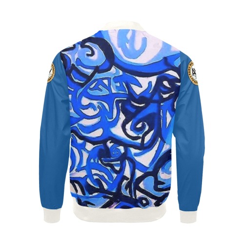 blue graffiti drawing All Over Print Bomber Jacket for Men (Model H19)