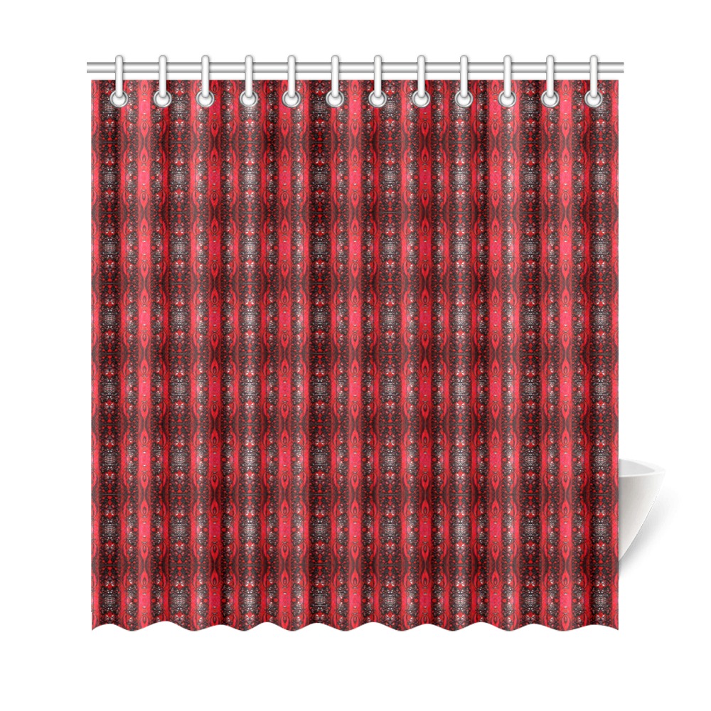 red and black intricate repeating Shower Curtain 69"x72"