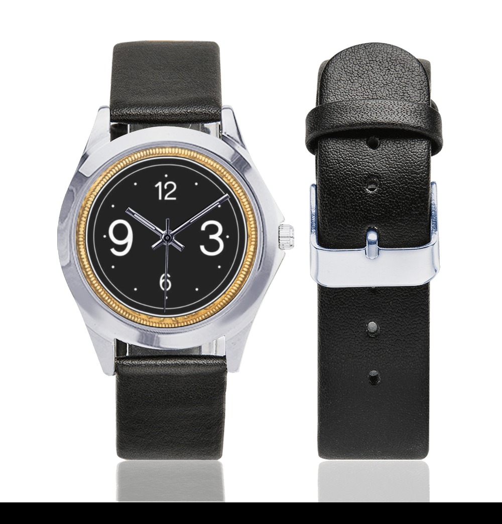 bb hr777 Unisex Silver-Tone Round Leather Watch (Model 216)