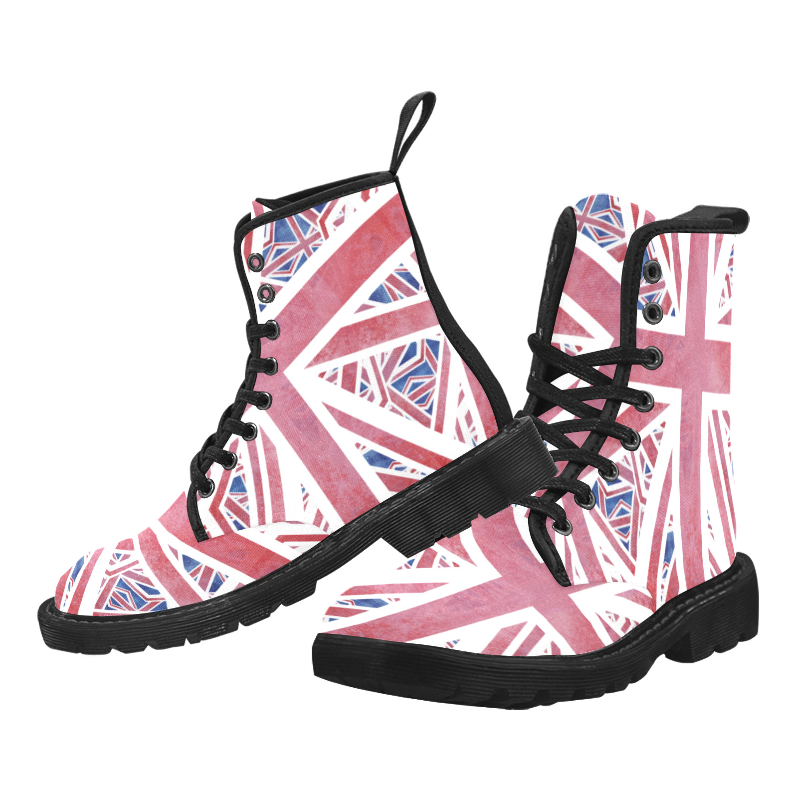 Abstract Union Jack British Flag Collage Martin Boots for Men (Black) (Model 1203H)