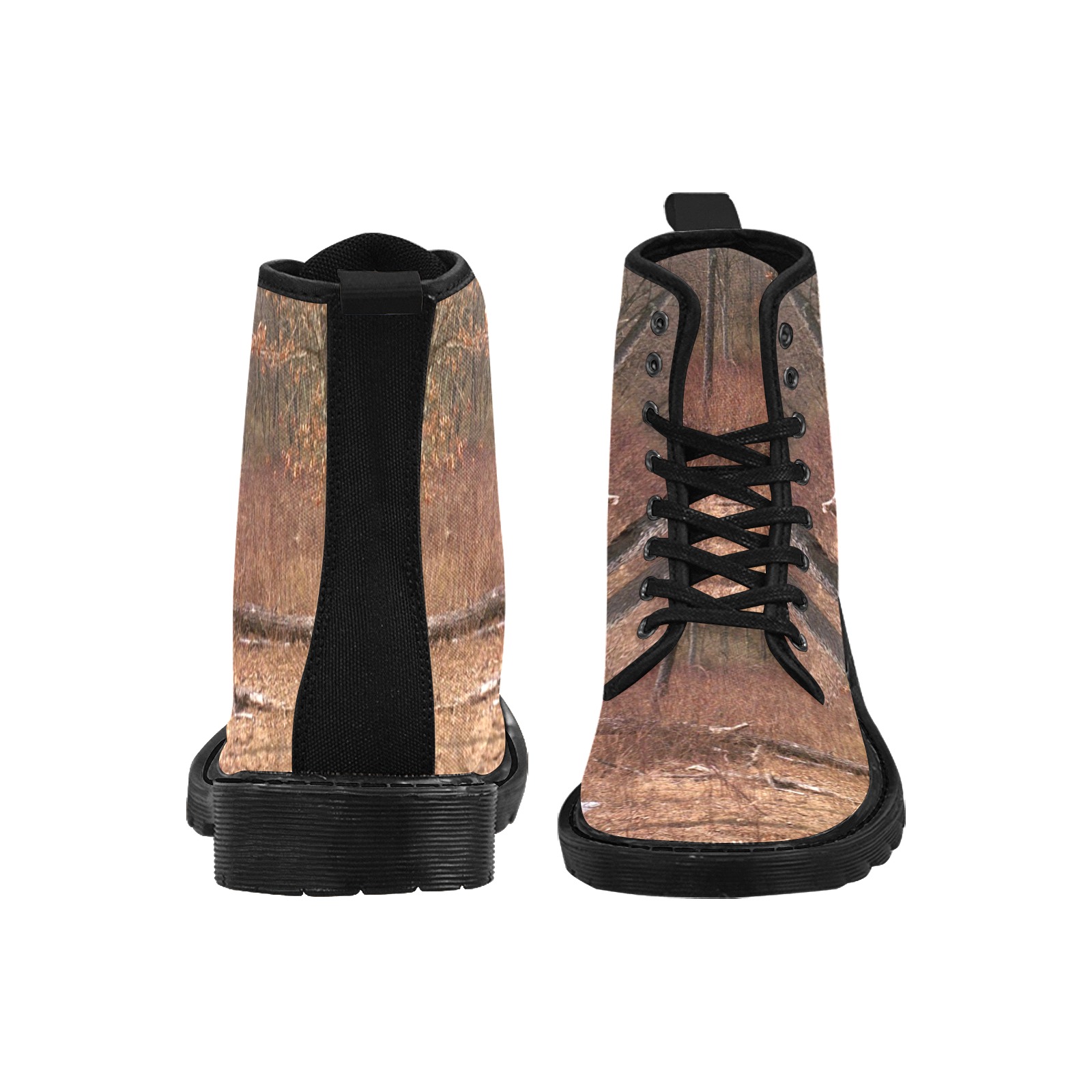 Falling tree in the woods Martin Boots for Men (Black) (Model 1203H)