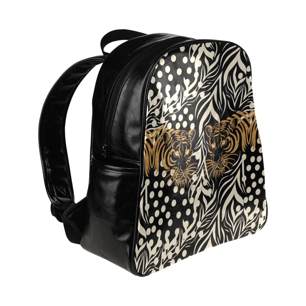 Wild abstract tiger 01A Multi-Pockets Backpack (Model 1636)