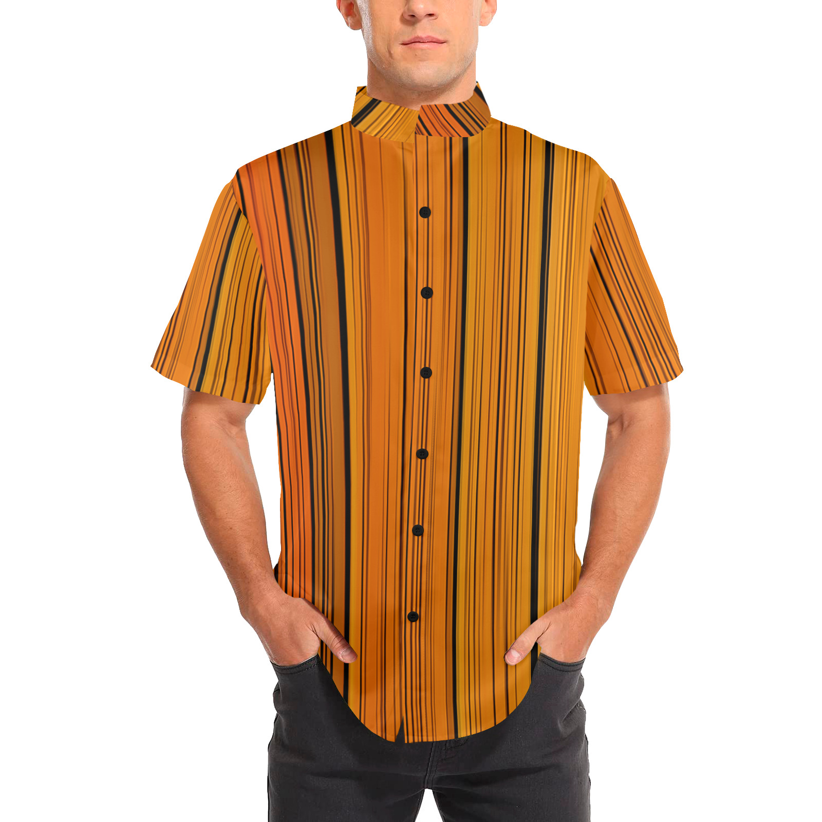 Butterfly Colors Men's Stand-Up Collar Short Sleeve Shirt