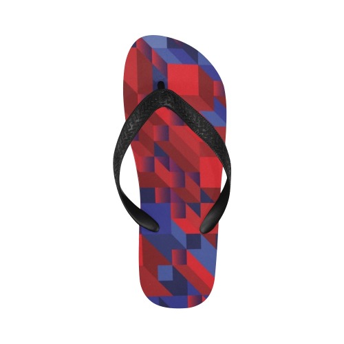 Red Abstract Geometric Flip Flops for Men/Women (Model 040)