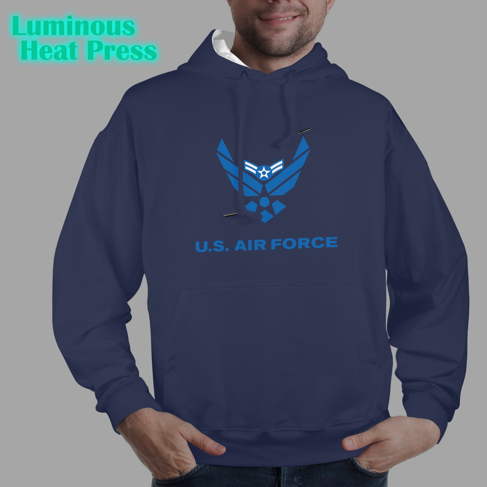 USAF Airman First Class Men's Glow in the Dark Hoodie (Front Printing)