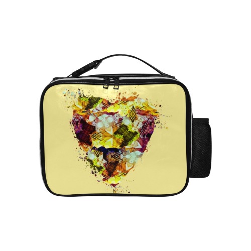 Graffiti Markings Heart Splatter- Yellow PU Leather Lunch Bag (Model 1723)