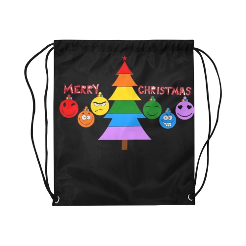 Rainbow Christmas by Nico Bielow Large Drawstring Bag Model 1604 (Twin Sides)  16.5"(W) * 19.3"(H)