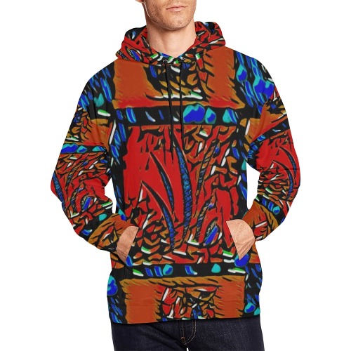 Graffiti Patch Red All Over Print Hoodie for Men (USA Size) (Model H13)