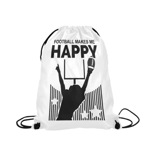 Football Makes Me Happy Large Drawstring Bag Model 1604 (Twin Sides)  16.5"(W) * 19.3"(H)