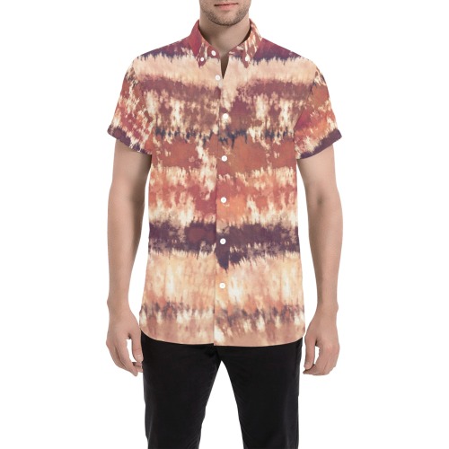 Rainbow, tie dye, earth tones Men's All Over Print Short Sleeve Shirt (Model T53)
