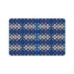 blue and silver repeating pattern Doormat 24"x16" (Black Base)