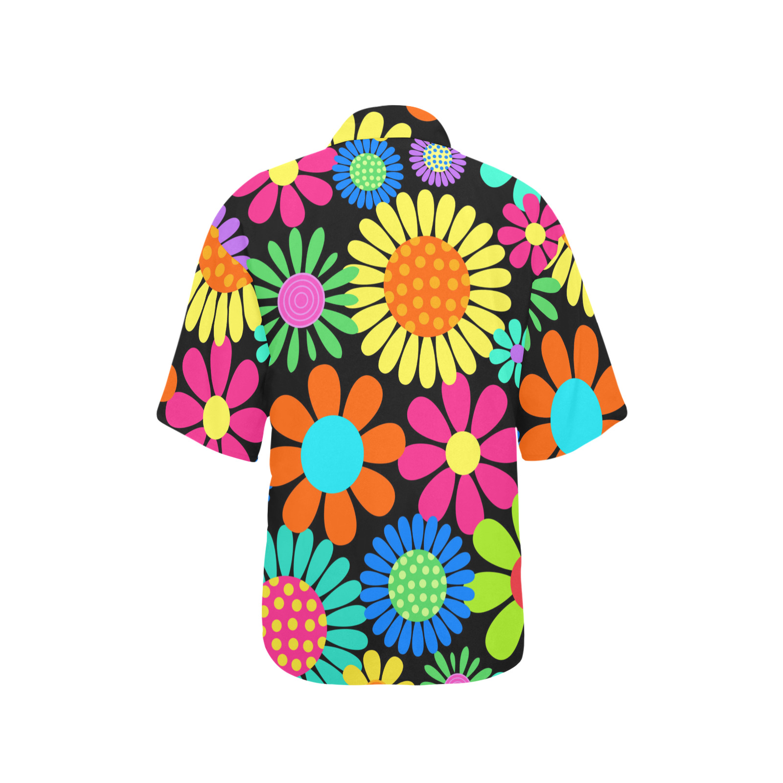 Retro Daisy Flower Power Sixties Hippy Pattern All Over Print Hawaiian Shirt for Women (Model T58)