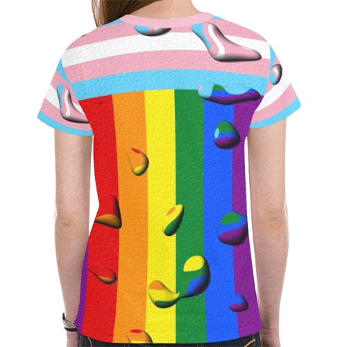 Transgender Pride Flag Pop Art by Nico Bielow New All Over Print T-shirt for Women (Model T45)