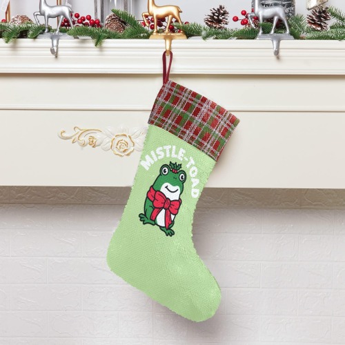 Mistle-Toad Sequin Christmas Stocking