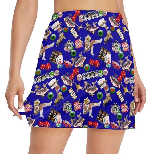 Las Vegas Gamblers Delight - Blue Women's Golf Skirt with Pockets (Model D64)