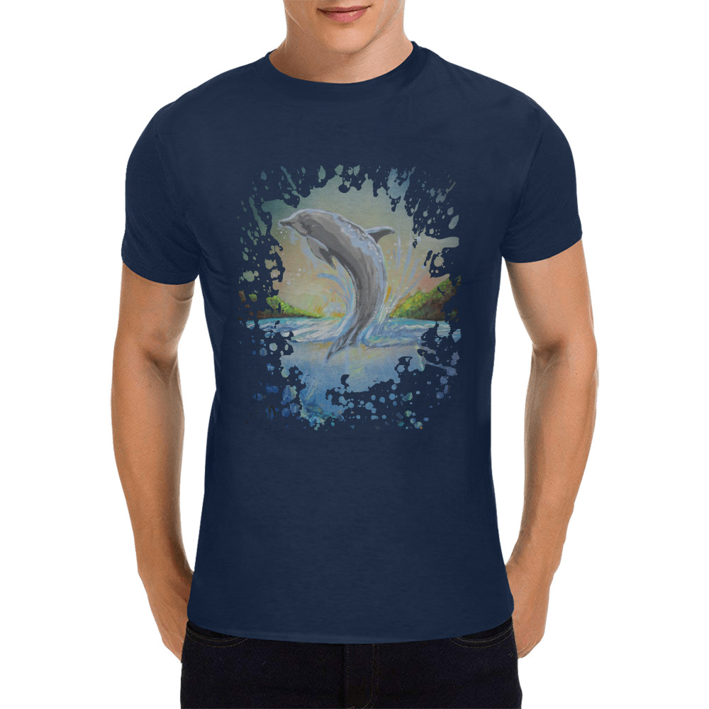 Dolphin Swim Men's T-Shirt in USA Size (Front Printing Only)