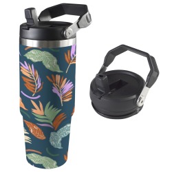 Pattern colorful leaf modern DDP 30oz Tumbler with Top Handle