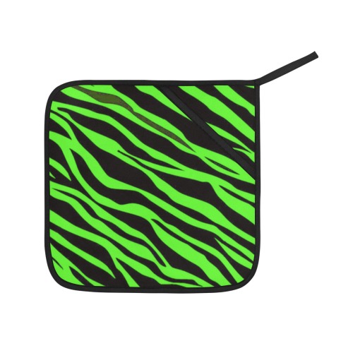 Neon Green Zebra Stripes Pot Holder (2pcs)