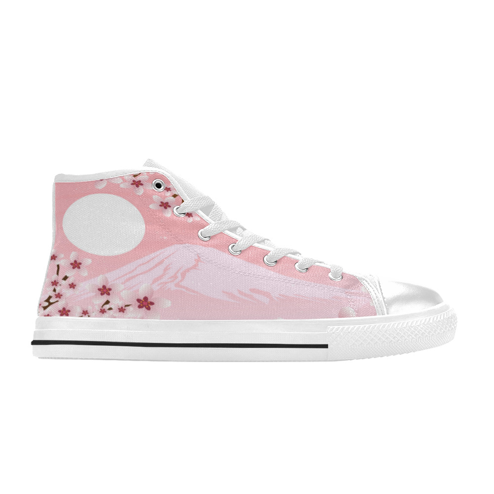 Winter Blossom Women's Classic High Top Canvas Shoes (Model 017)