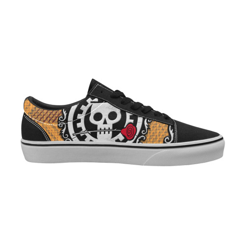 Steampunk Skull Men's Low Top Skateboarding Shoes (Model E001-2)