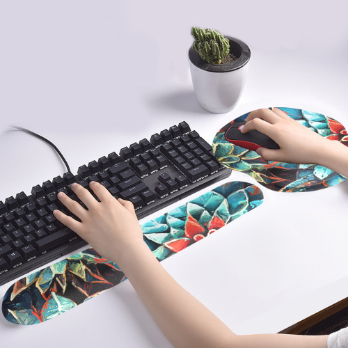 flowers botanic art (8) keyboard mouse pad set Keyboard Mouse Pad Set with Wrist Rest Support