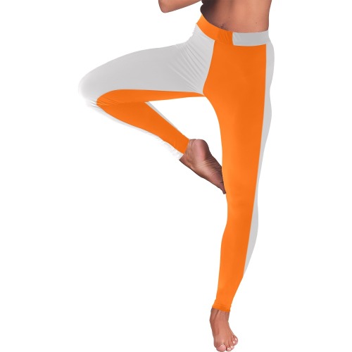orangegreyhalf2 Women's Low Rise Leggings (Invisible Stitch) (Model L05)