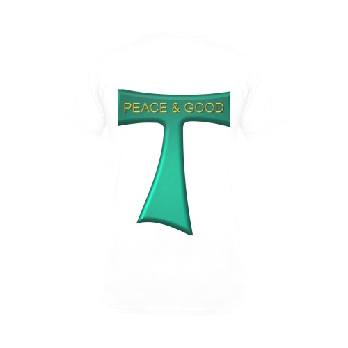 Franciscan Tau Cross Peace and Good Green Steel Metallic Men's V-Neck T-shirt (USA Size) (Model T10)