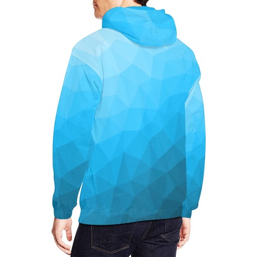 Cyan gradient geometric mesh pattern All Over Print Hoodie for Men (USA Size) (Model H13)