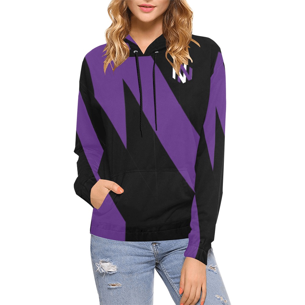 Blk/purple Sig Hoodie Women All Over Print Hoodie for Women (USA Size) (Model H13)