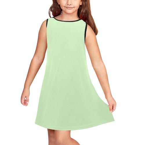 color tea green Girls' Sleeveless Dress (Model D58)