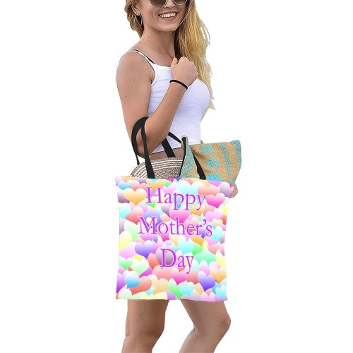 Mother's Day Hearts Light All Over Print Canvas Tote Bag/Small (Model 1697)