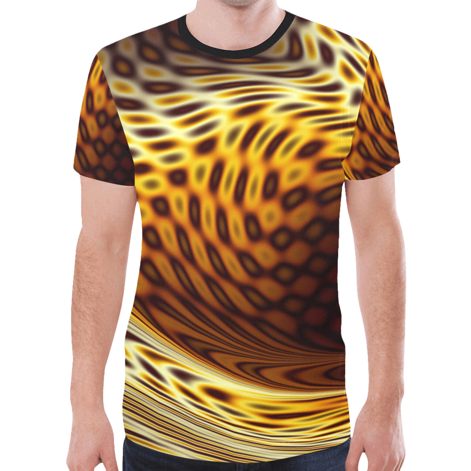 Black orange yellow swirls New All Over Print T-shirt for Men (Model T45)