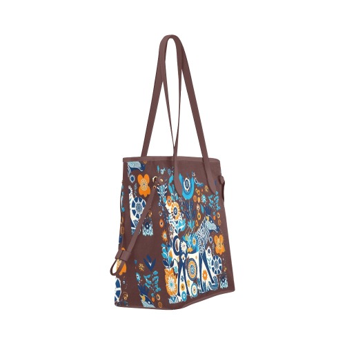 Tote brown bag with abstract animal pattern, Clover Canvas Tote Bag (Model 1661)