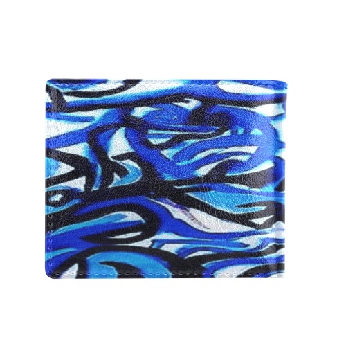 Blue Abstract Bifold Wallet with Coin Pocket (Model 1706)