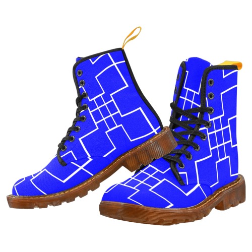 White InterlockingCrosses Wavy Blue Martin Boots For Men Model 1203H