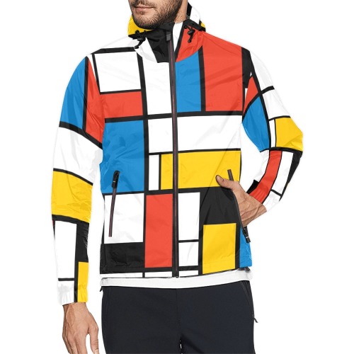 Mondrian De Stijl Modern Unisex All Over Print Windbreaker (Model H23)