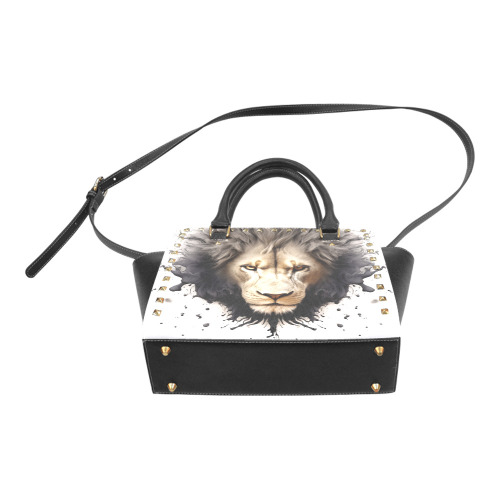 Lion Ink Blot Rivet Shoulder Handbag (Model 1645)